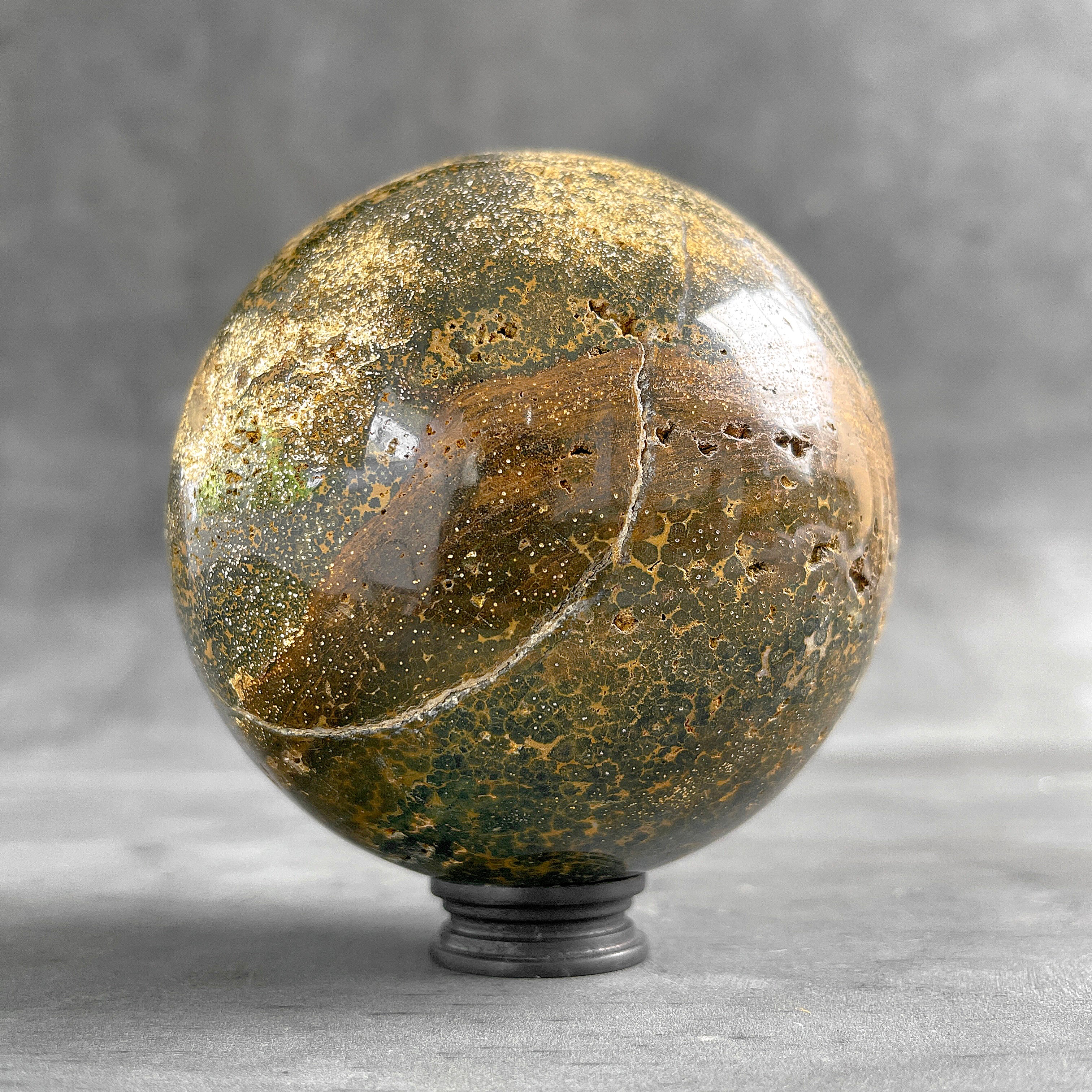 Wonderful Ocean Jasper Sphere on a Custom Stand PS 586