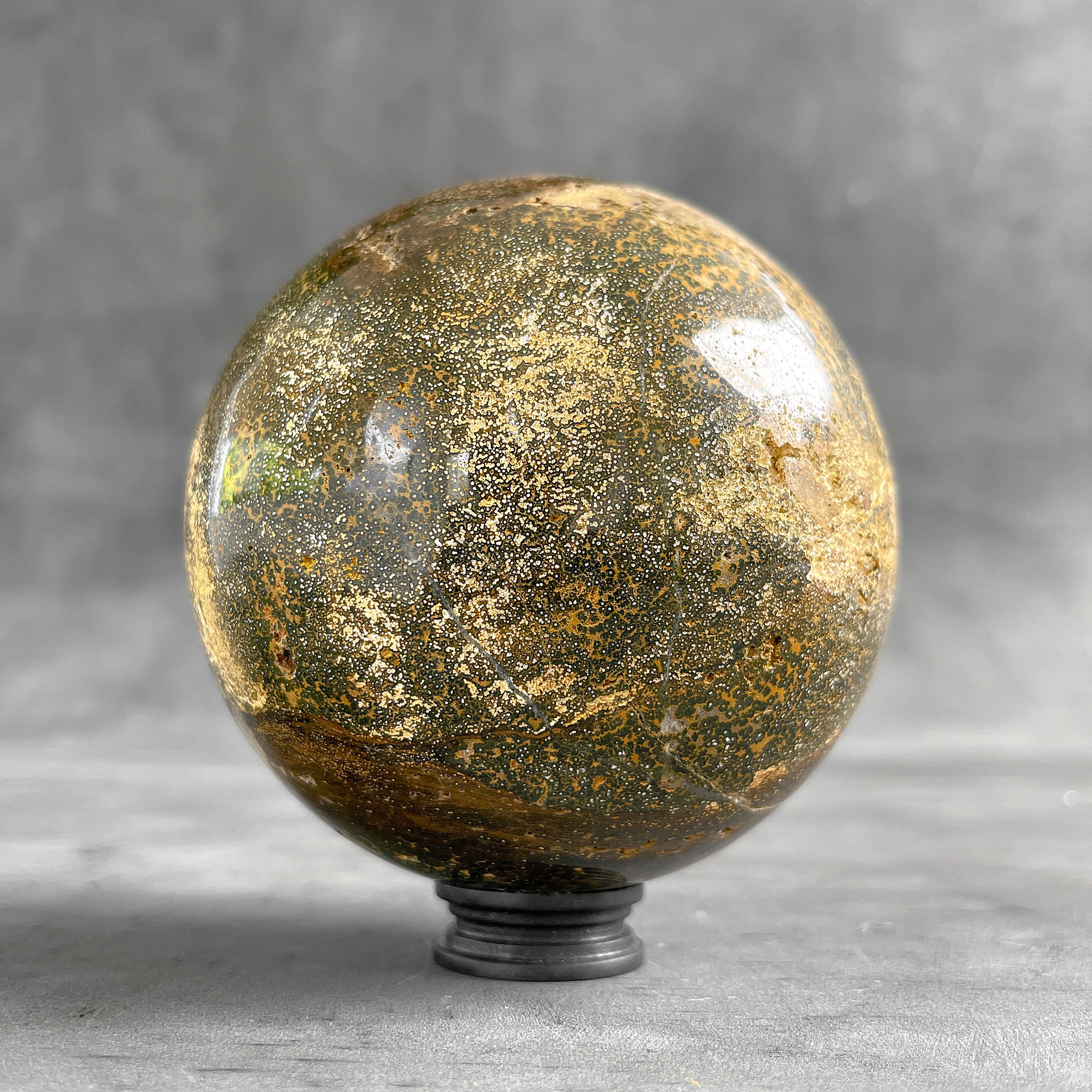 Maligano Jasper Sphere on Custom Stand – Polished Crystal Sphere, Natural Stone Decor, Unique Home Accent - PS 586
