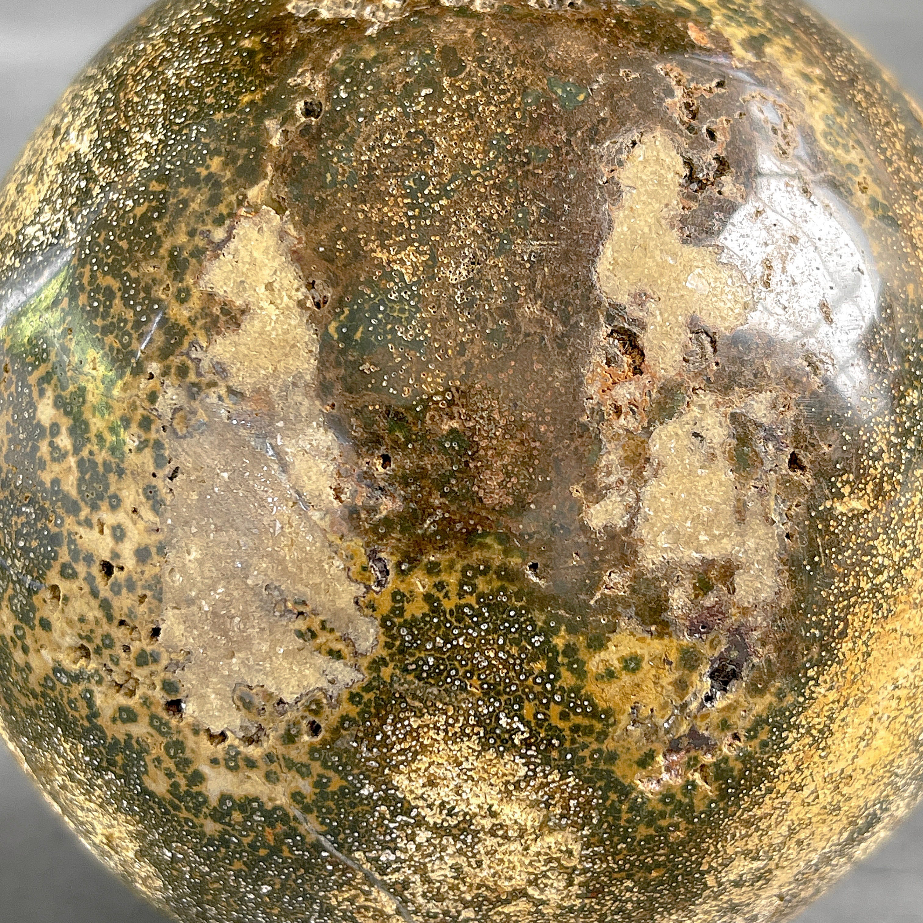 Maligano Jasper Sphere on Custom Stand – Polished Crystal Sphere, Natural Stone Decor, Unique Home Accent - PS 586