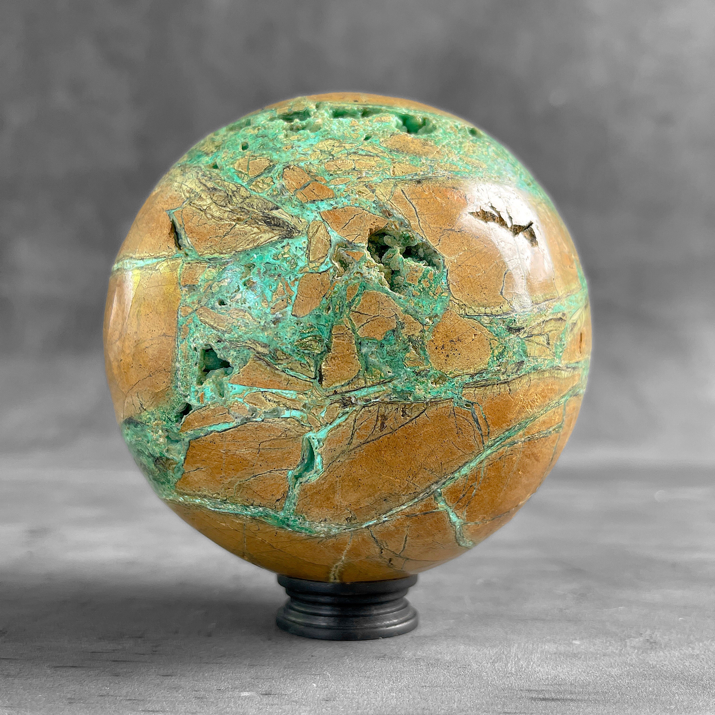 Wonderful Green Smithsonite Sphere on a Custom Stand PS 587