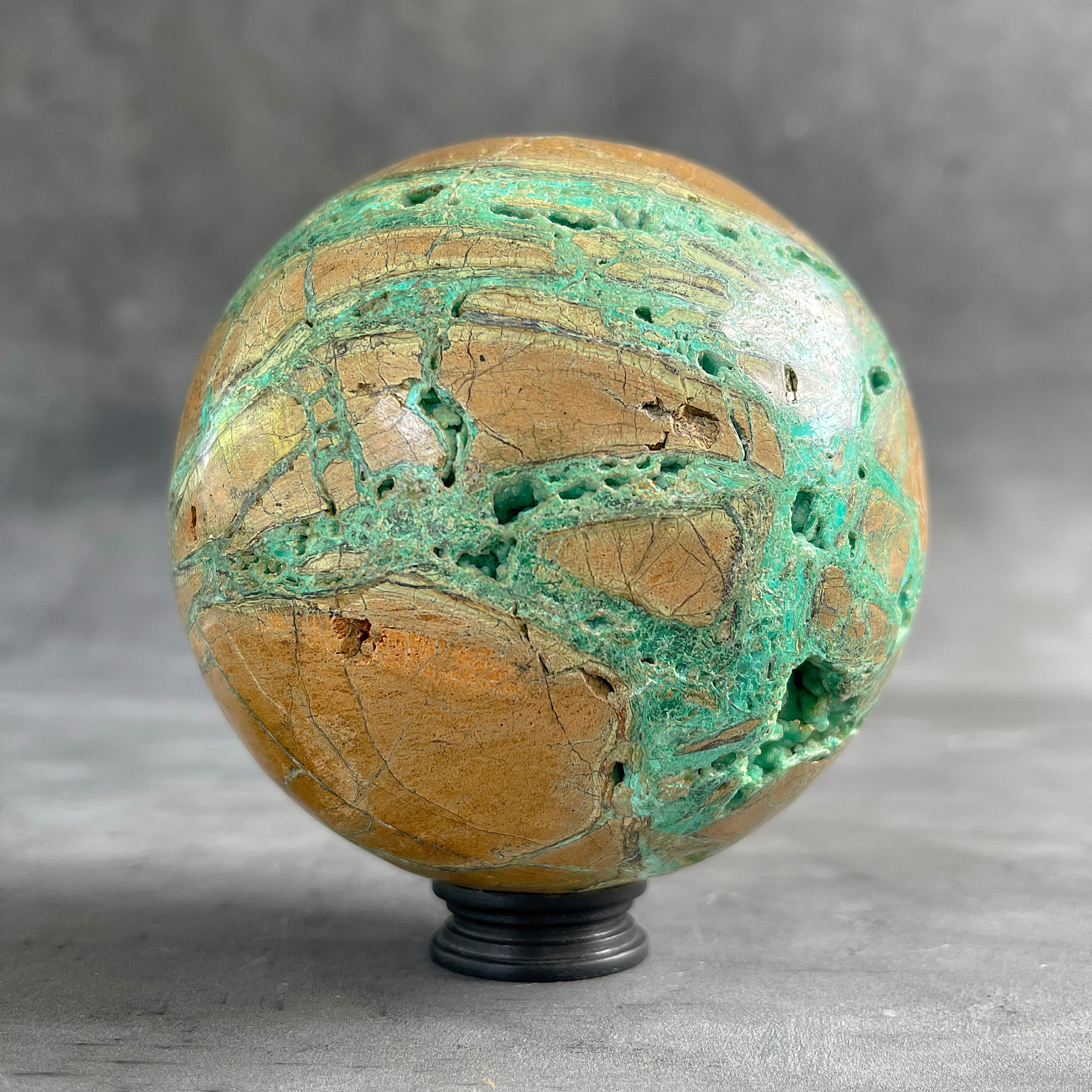 Wonderful Green Smithsonite Sphere on a Custom Stand PS 587