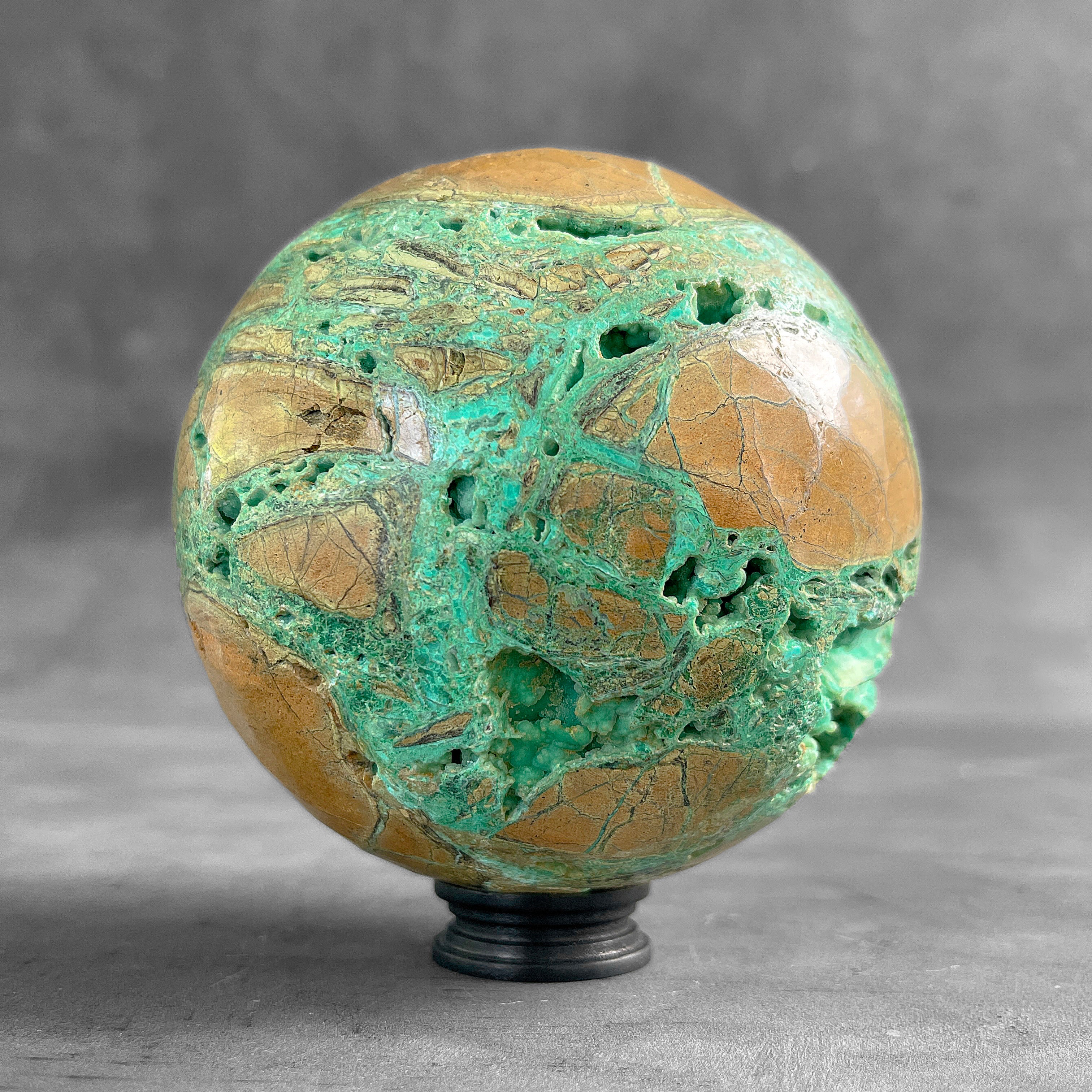 Wonderful Green Smithsonite Sphere on a Custom Stand PS 587