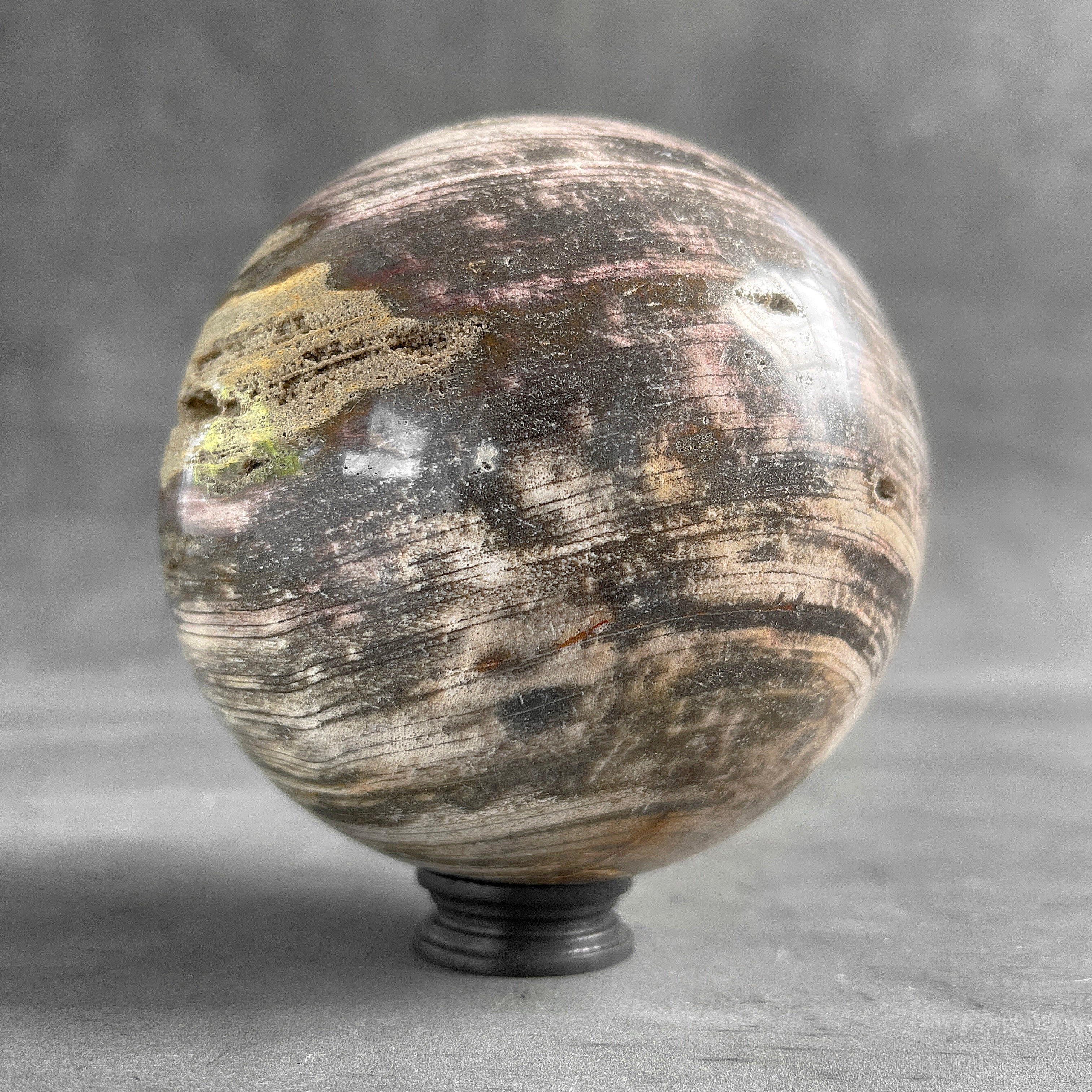 Wonderful Petrified Wood Sphere on a Custom Stand PS 588