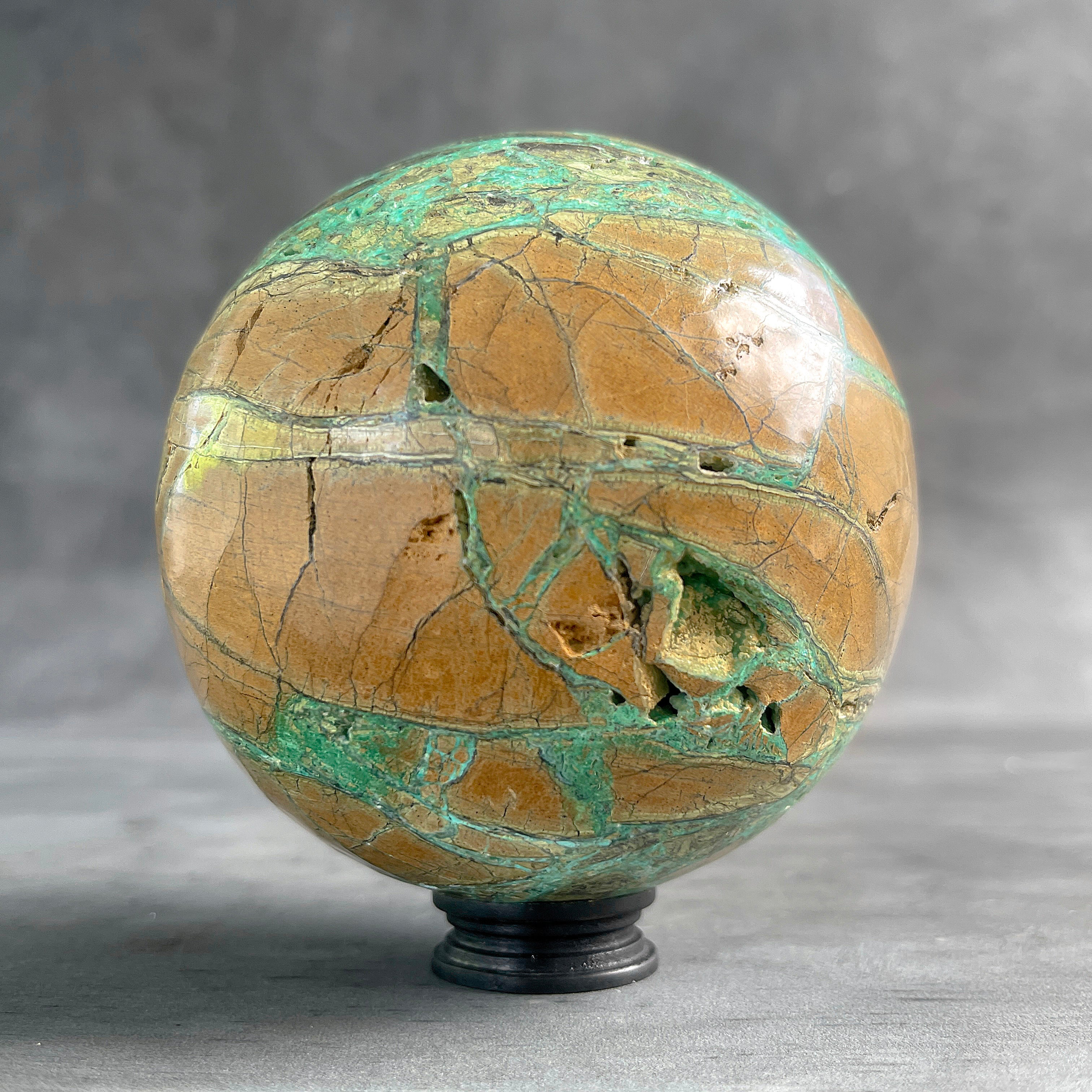 Wonderful Green Smithsonite Sphere on a Custom Stand PS 573