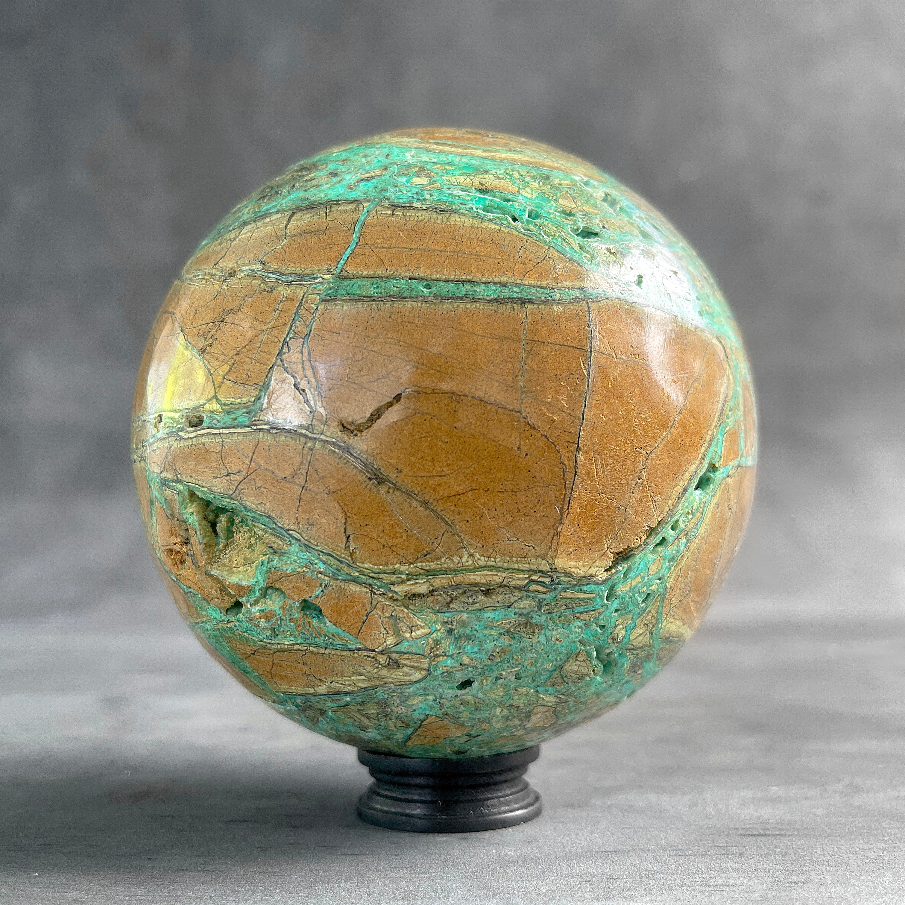 Wonderful Green Smithsonite Sphere on a Custom Stand PS 573