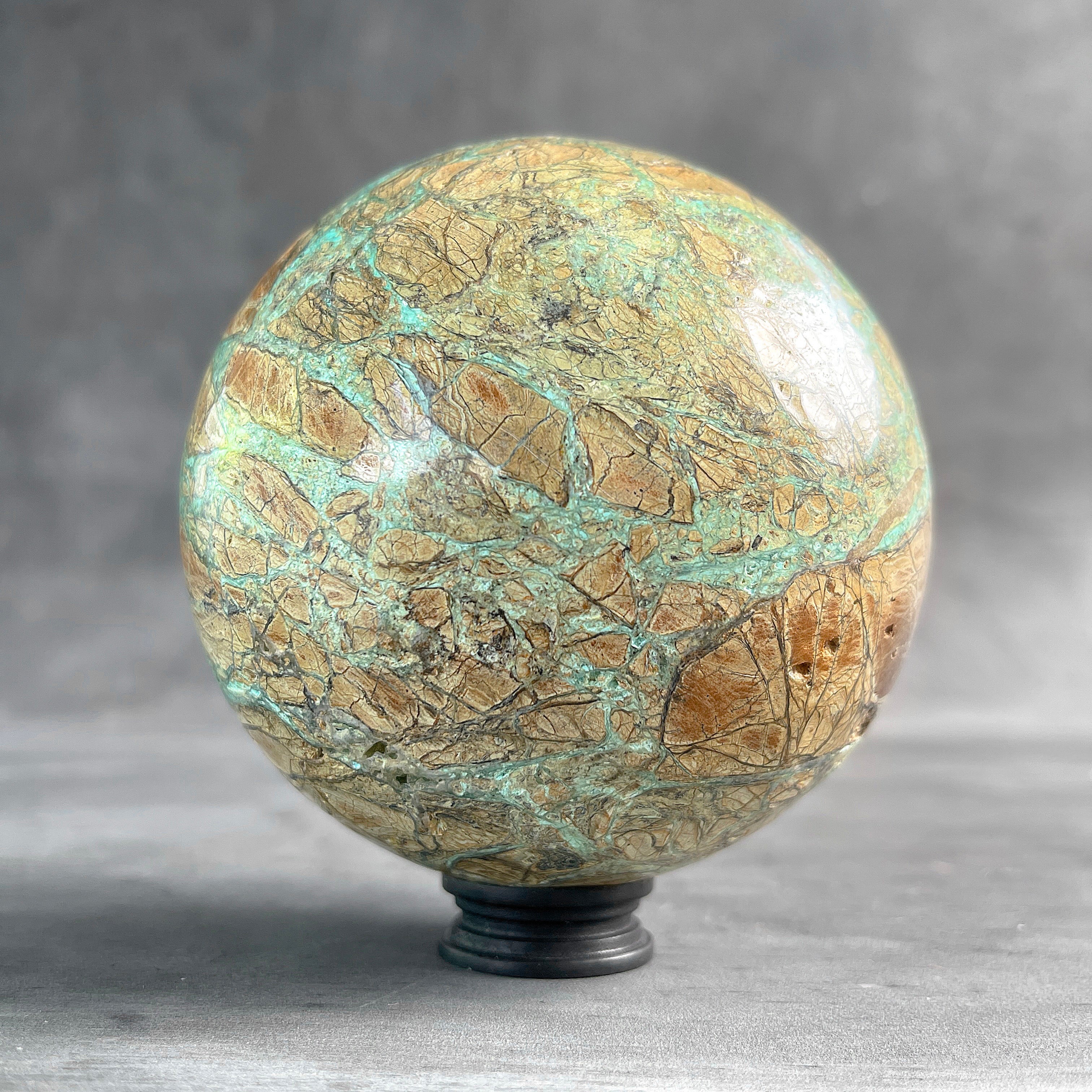 Wonderful Green Smithsonite Sphere on a Custom Stand PS 579