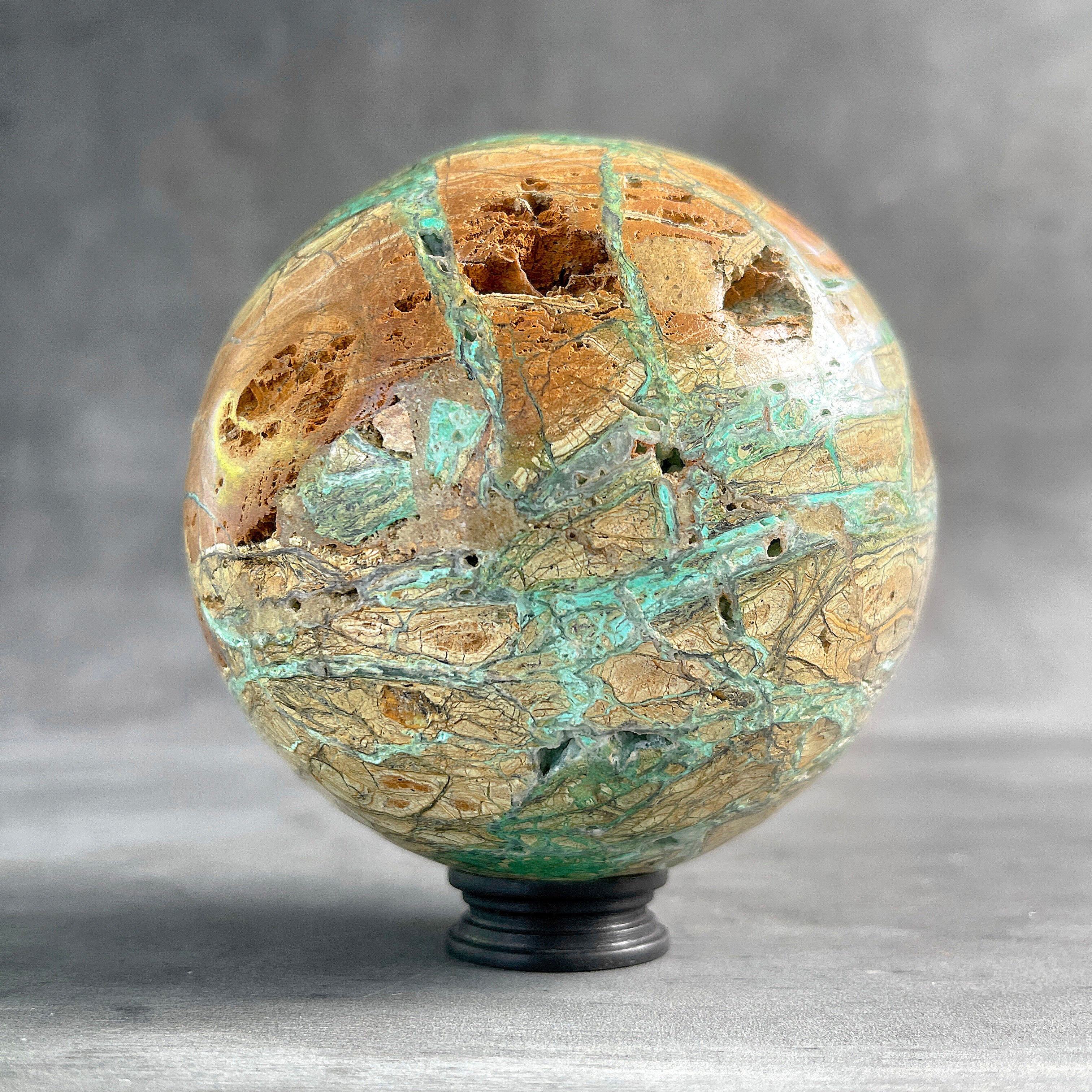 Wonderful Green Smithsonite Sphere on a Custom Stand PS 579