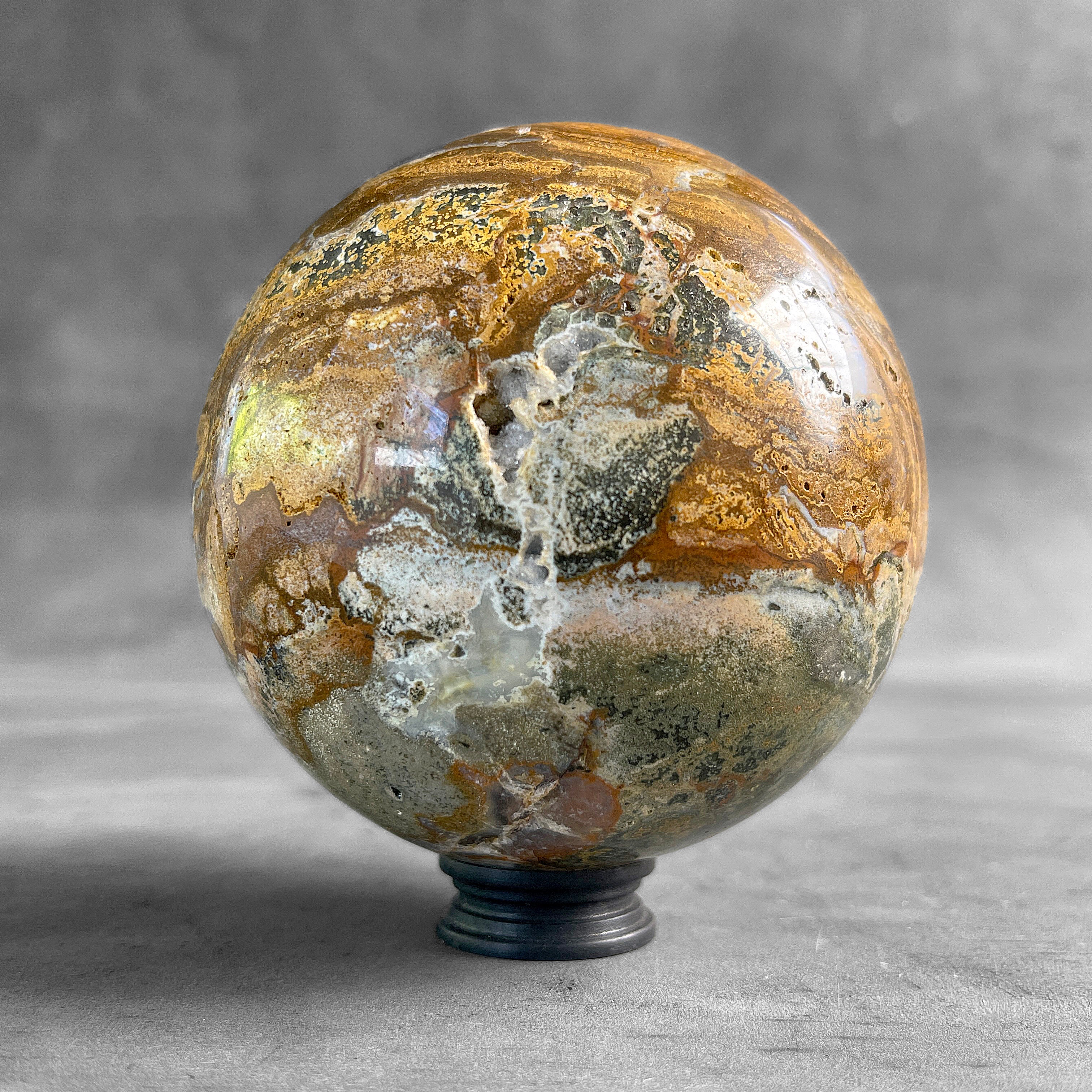 Wonderful Maligano Jasper Sphere on a Custom Stand PS 580