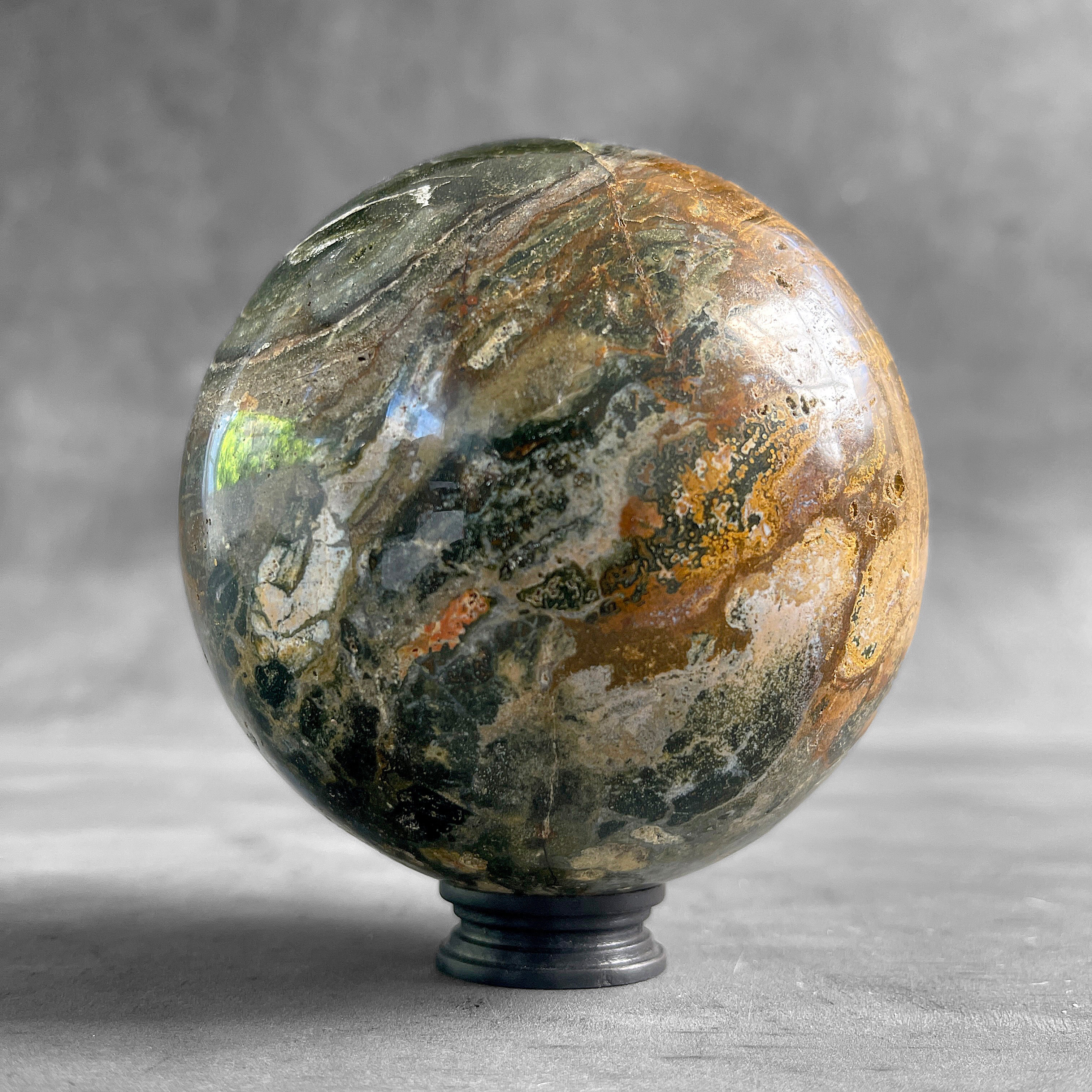 Wonderful Maligano Jasper Sphere on a Custom Stand PS 580