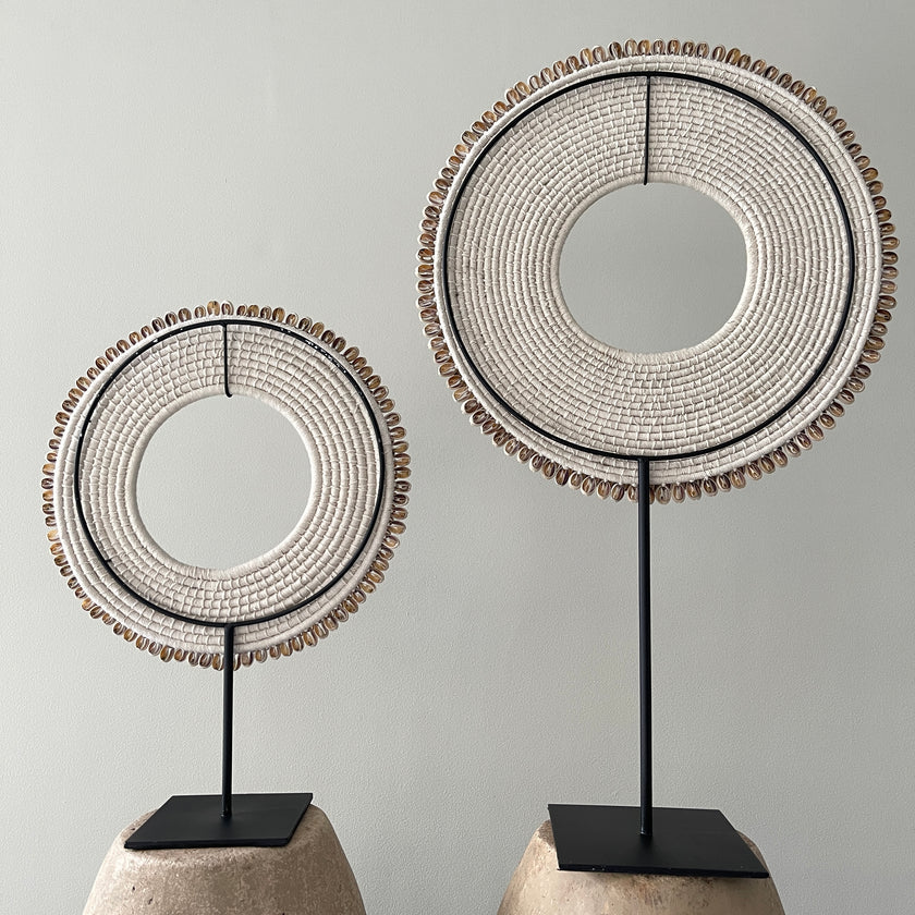 Pair of XL  Tolai Necklaces on a custom stands -5S/067