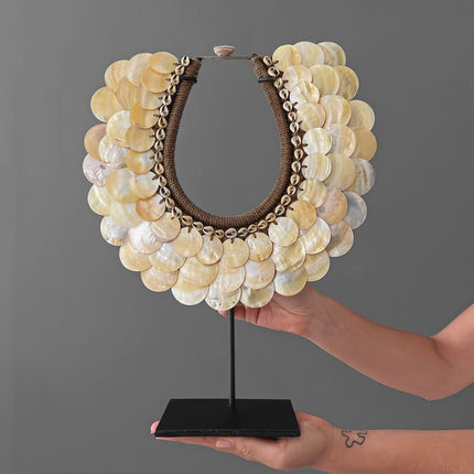 SN3 - Decorative Shell Necklace on custom stand - Shells and Natural Fibres - 22/EX/357