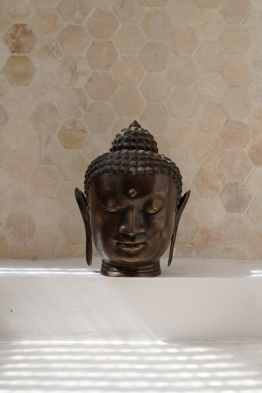 Buddha Head Brown Bronze Myanmar