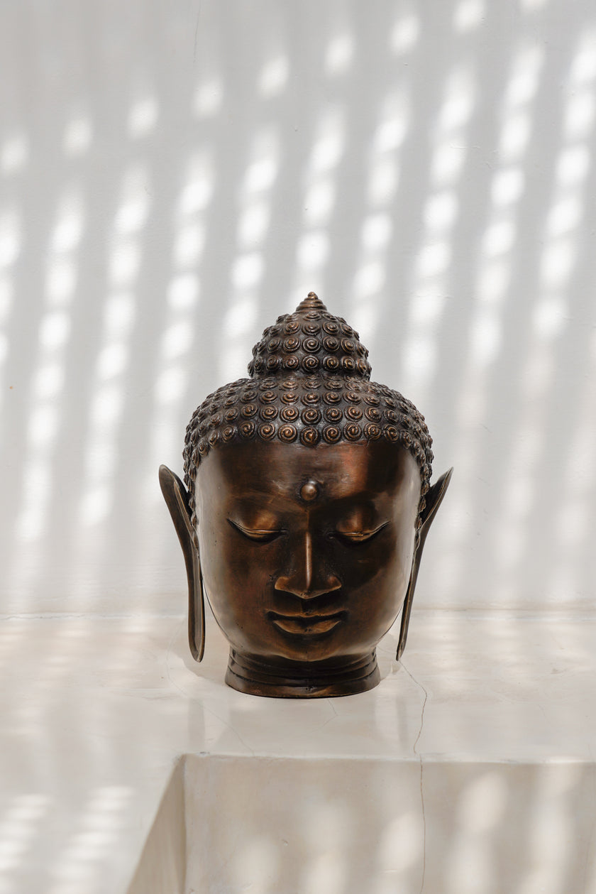 Buddha Head Brown Bronze Myanmar