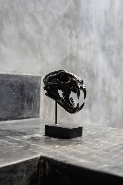 Snow Leopard Bronze Skull Brown - Medium