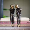 Sitting Couple Bronze With Polished Accents