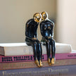 Sitting Couple Bronze With Polished Accents