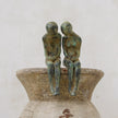 Human Couple Sitting Green Bronze