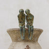 Human Couple Sitting Green Bronze