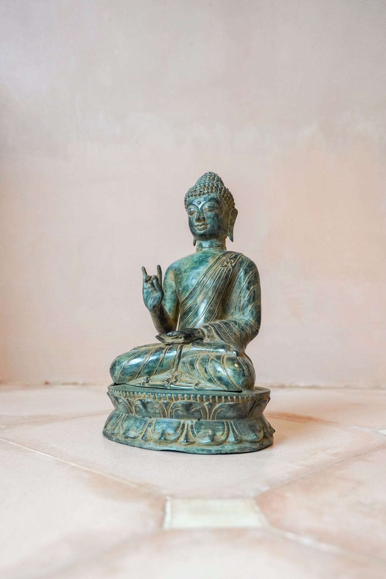 Buddha Vitarka Mudra Patinated Bronze