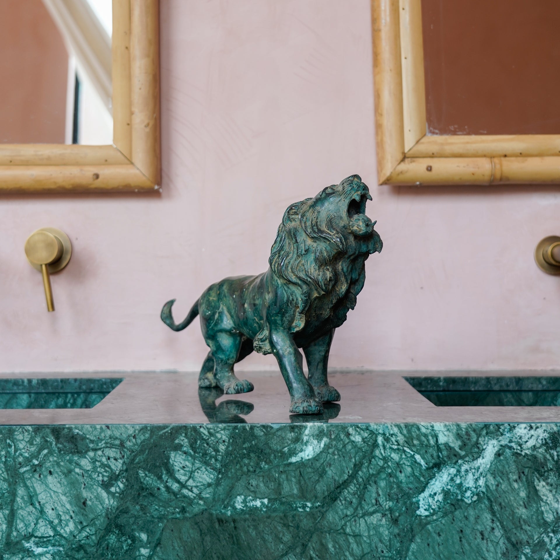 Lion Roaring Dark Patinated