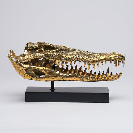 Crocodile Skull Saltwater Polished Bronze - Medium