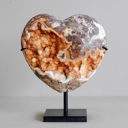 Stunning Heart Shape of Yellow Crystal Rock on a custom stand CH/043