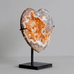 Stunning Heart Shape of Yellow Crystal Rock on a custom stand CH/043