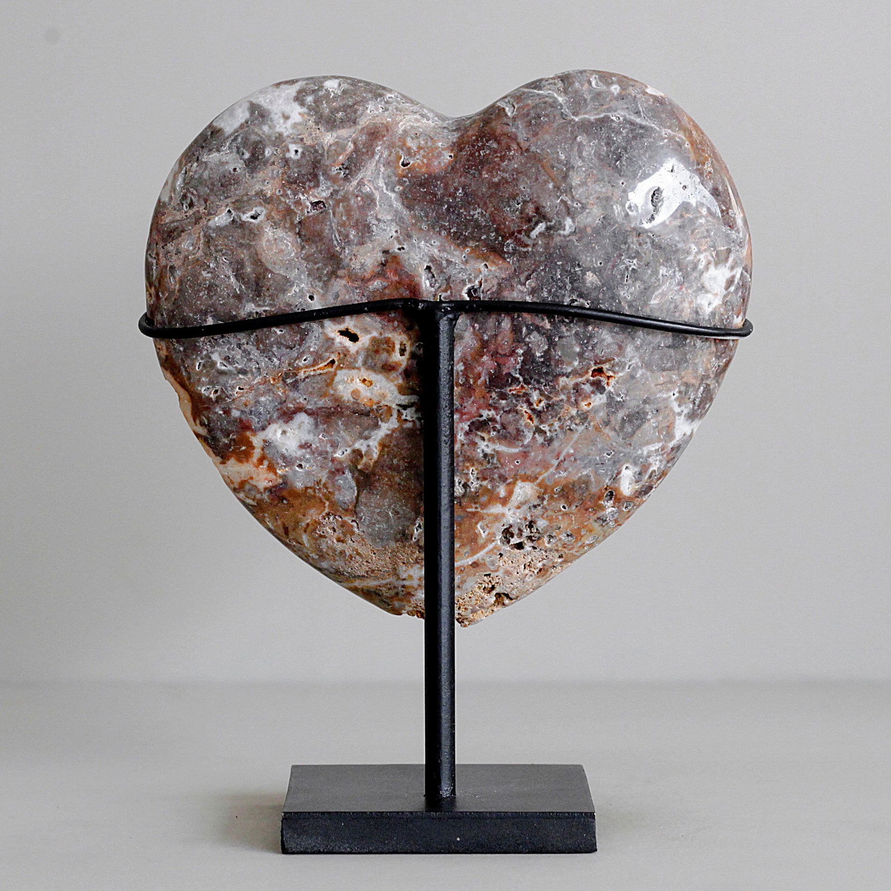 Stunning Heart Shape of Yellow Crystal Rock on a custom stand CH/043