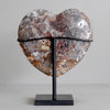 Stunning Heart Shape of Yellow Crystal Rock on a custom stand CH/043