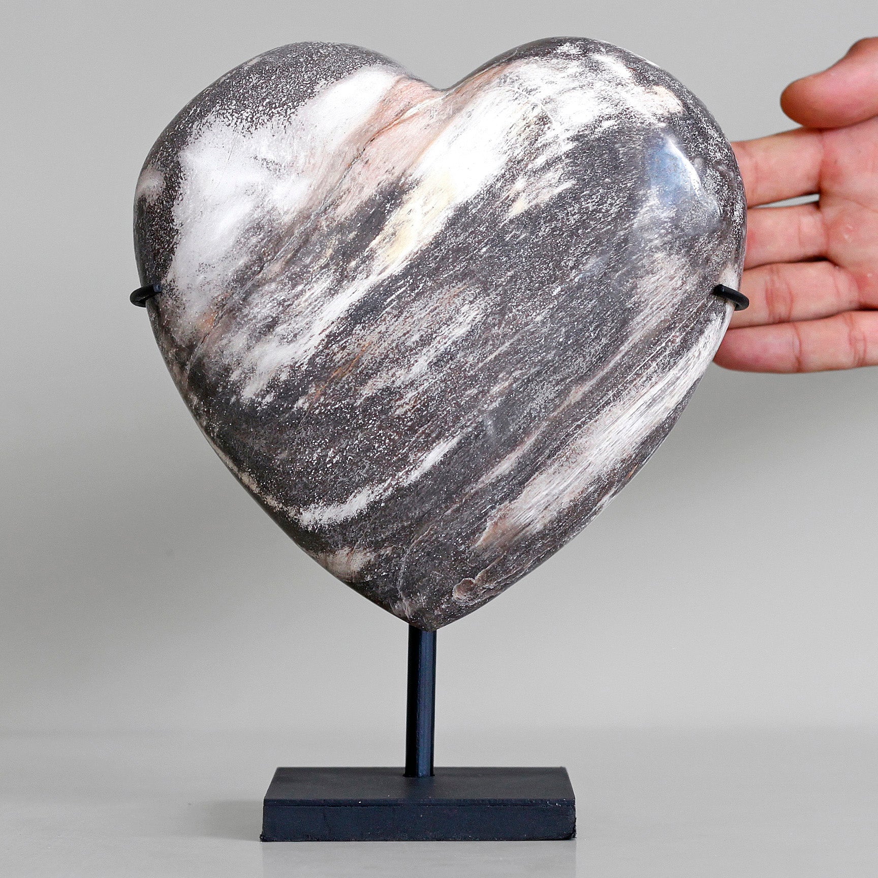 Wonderful Petrified Wood Heart-Shaped on a Custom Stand PWH/108