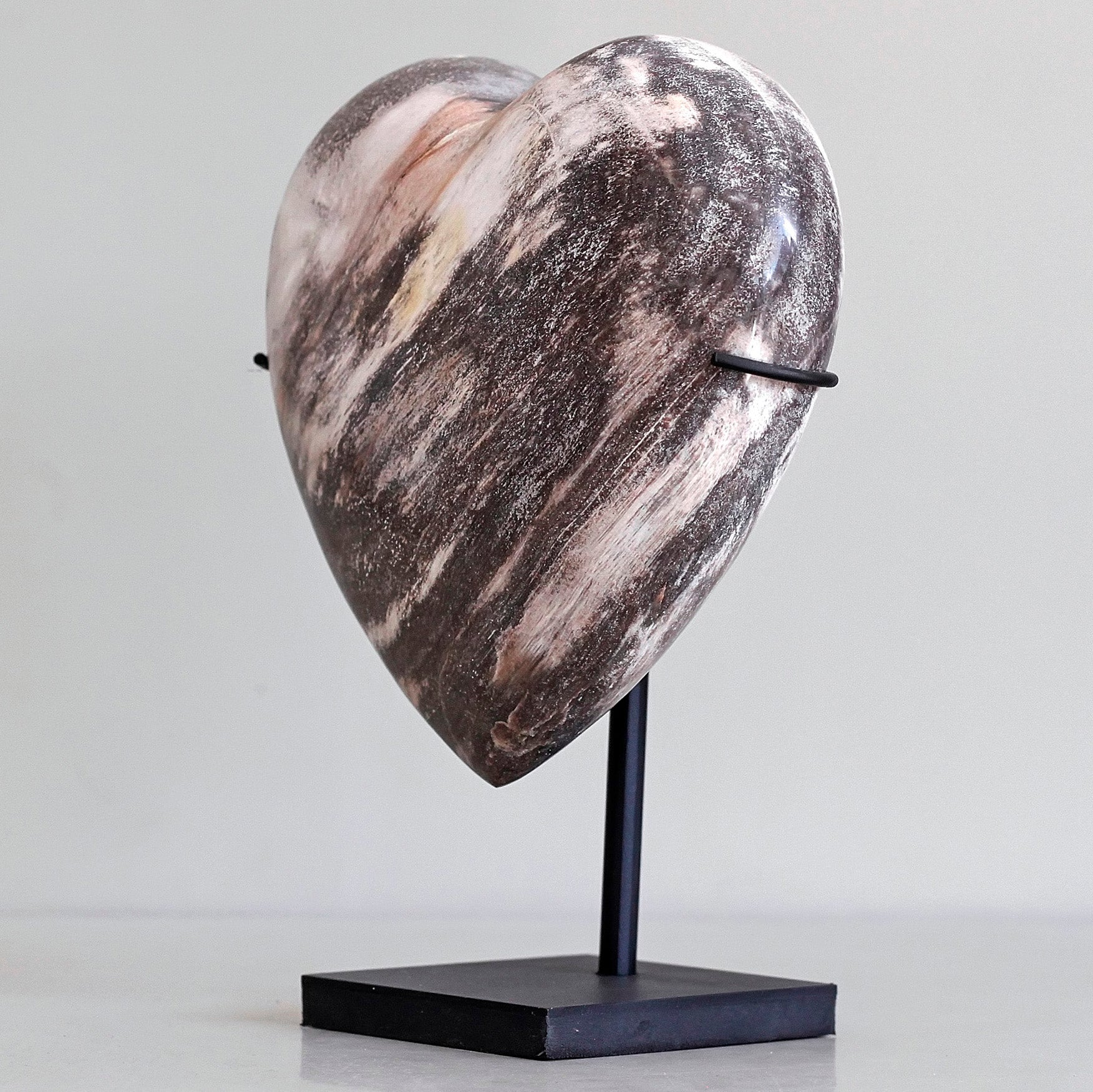 Wonderful Petrified Wood Heart-Shaped on a Custom Stand PWH/108