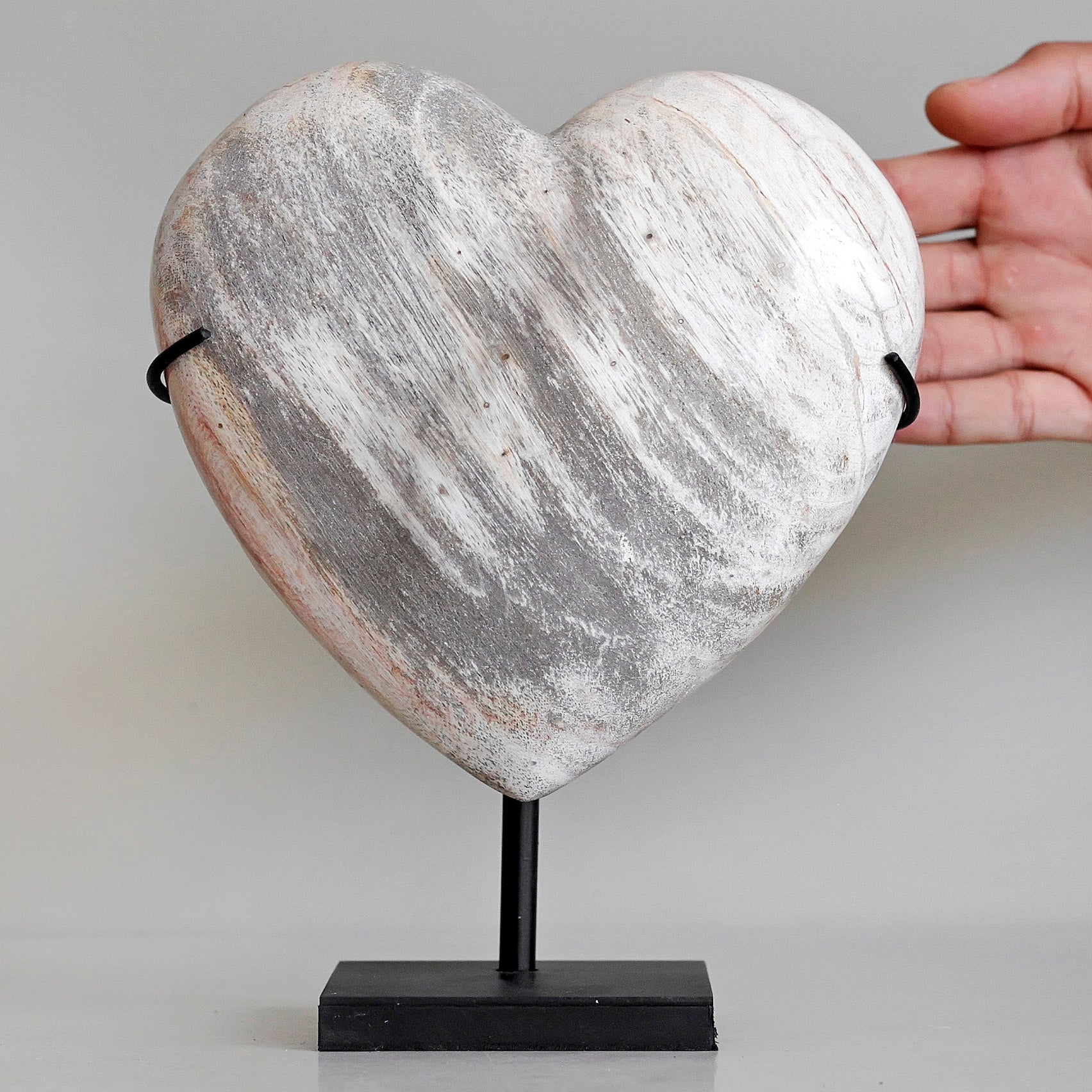 Wonderful Petrified Wood Heart-Shaped on a Custom Stand PWH/113