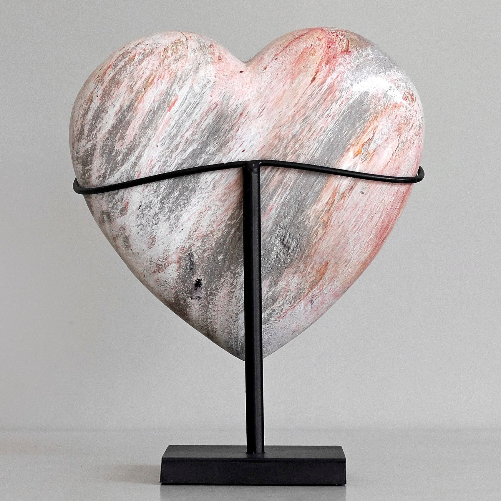 Wonderful Petrified Wood Heart-Shaped on a Custom Stand PWH/113