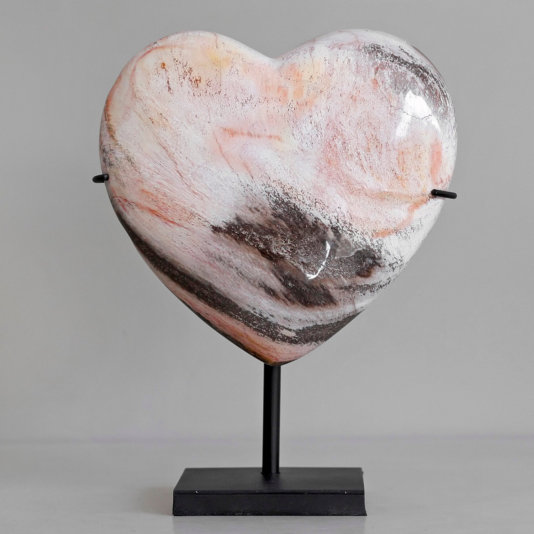 Wonderful Petrified Wood Heart-Shaped on a Custom Stand PWH/115