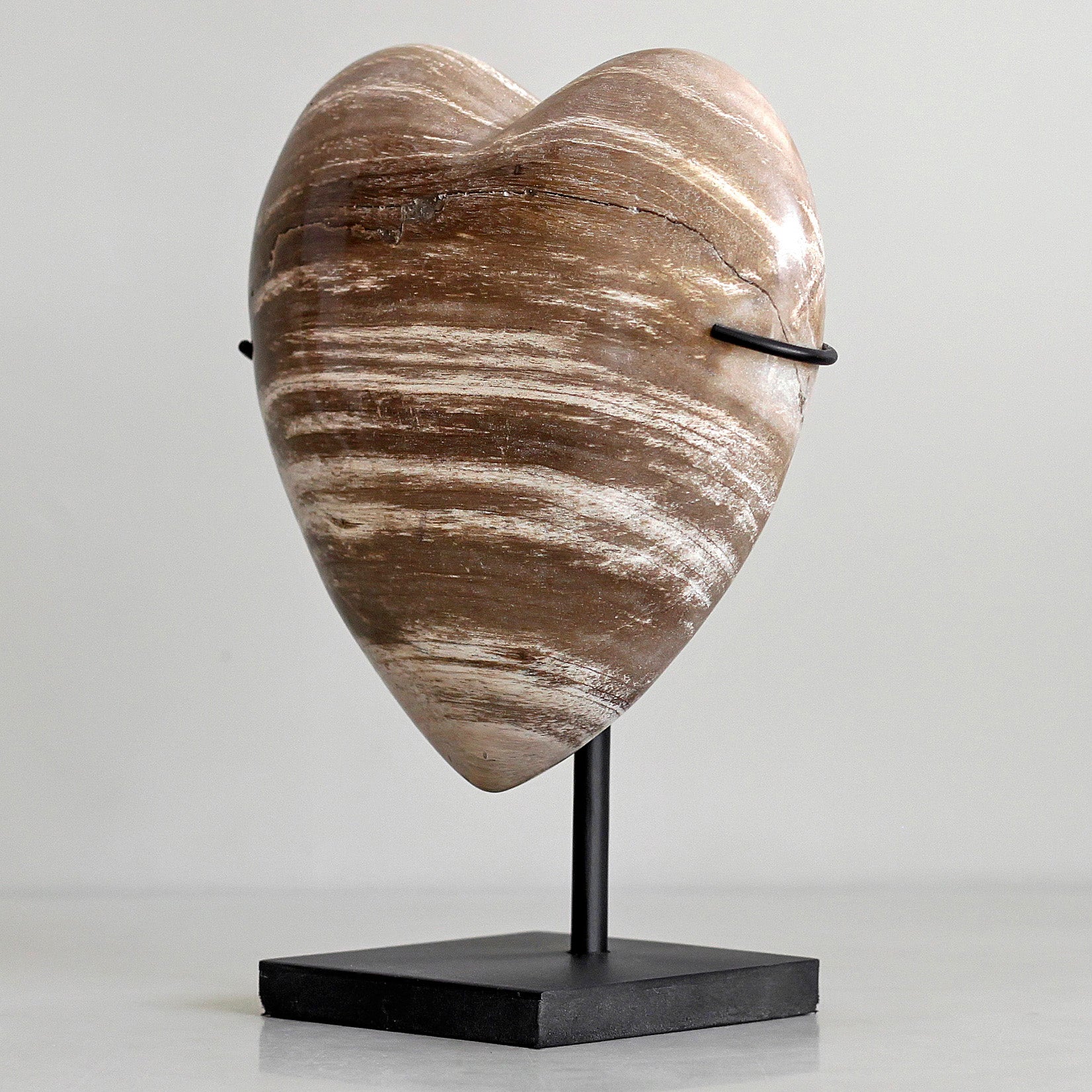 Wonderful Petrified Wood Heart-Shaped on a Custom Stand PWH/118