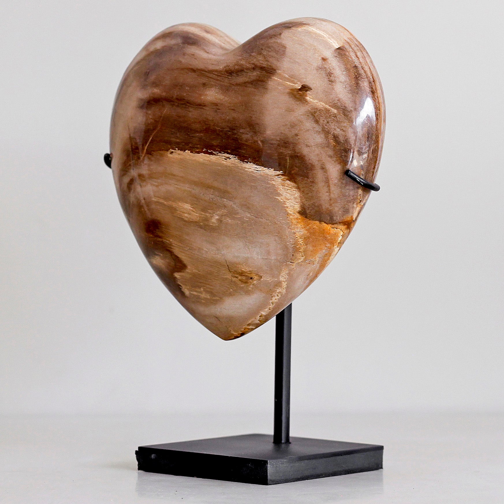 Wonderful Petrified Wood Heart-Shaped on a Custom Stand PWH/112