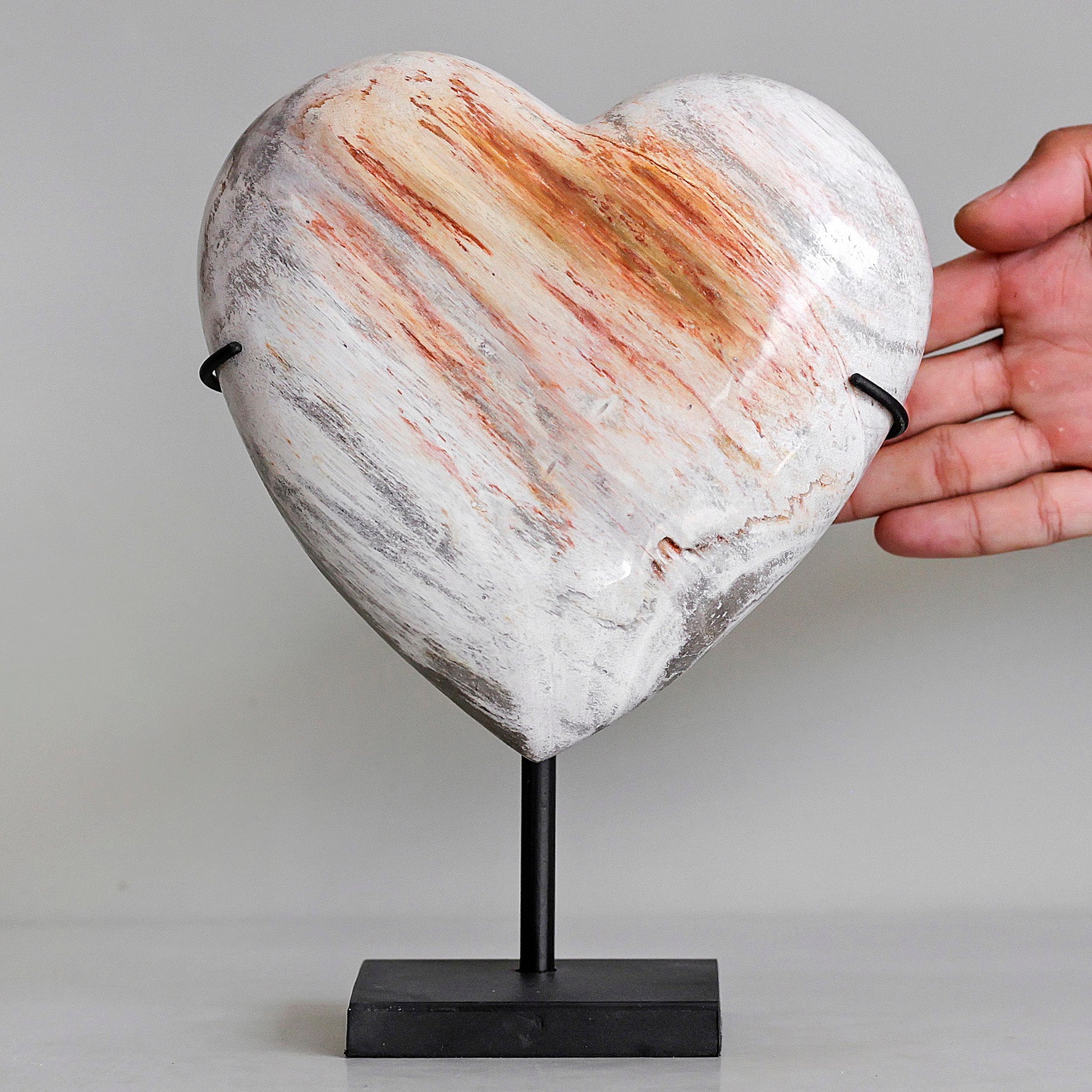 Wonderful Petrified Wood Heart-Shaped on a Custom Stand PWH/111