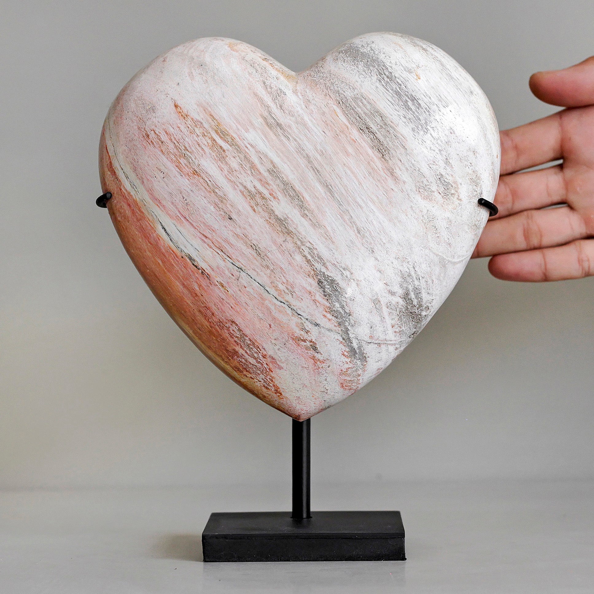 Wonderful Petrified Wood Heart-Shaped on a Custom Stand PWH/122