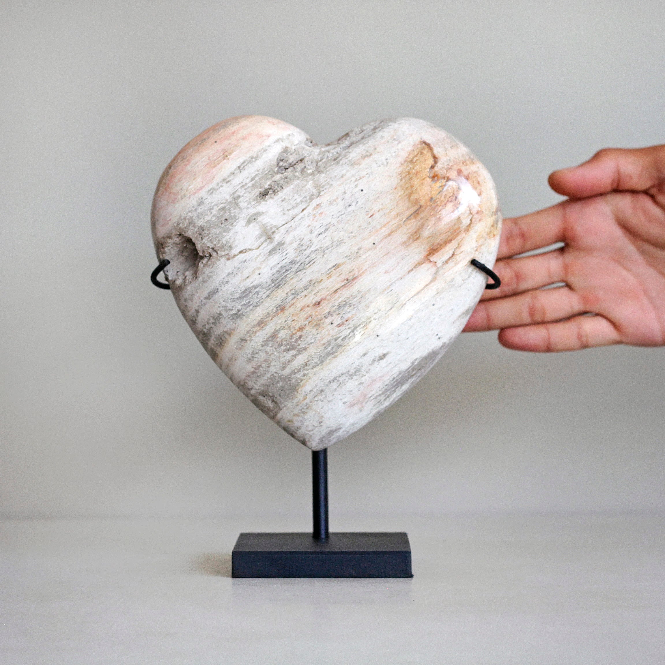 Wonderful Petrified Wood Heart-Shaped on a Custom Stand PWH/121