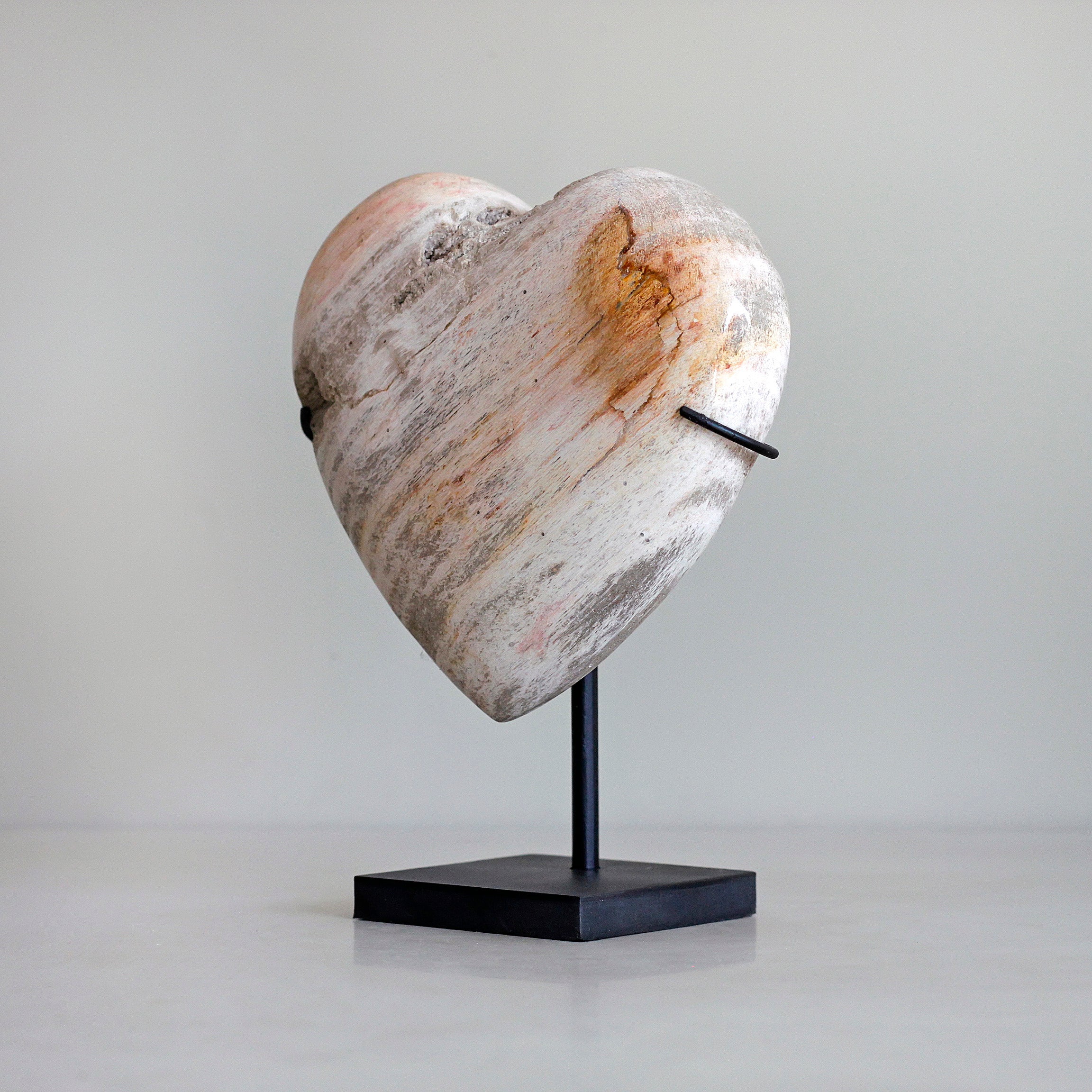 Wonderful Petrified Wood Heart-Shaped on a Custom Stand PWH/121