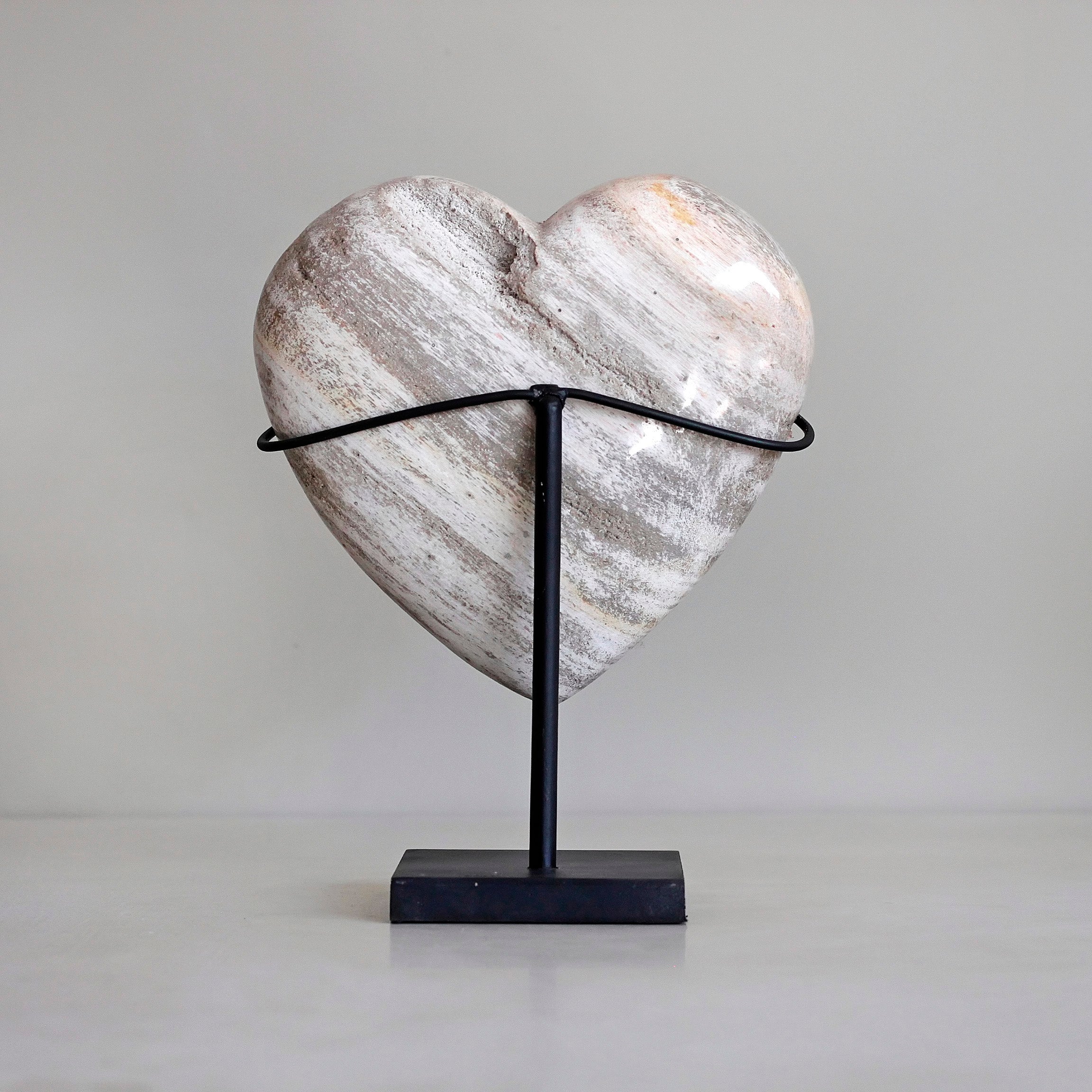 Wonderful Petrified Wood Heart-Shaped on a Custom Stand PWH/121