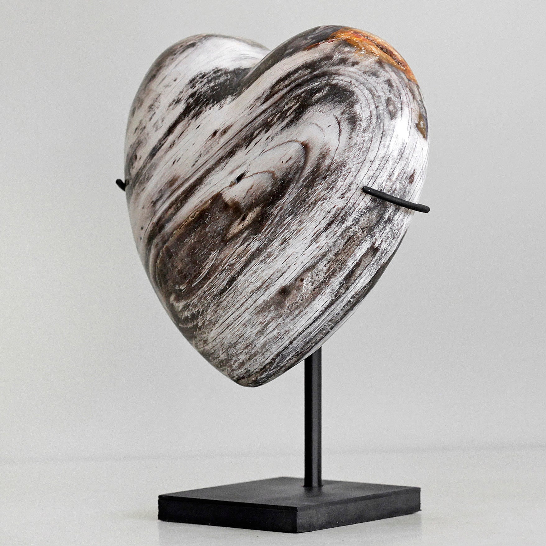 Wonderful Petrified Wood Heart-Shaped on a Custom Stand PWH/123