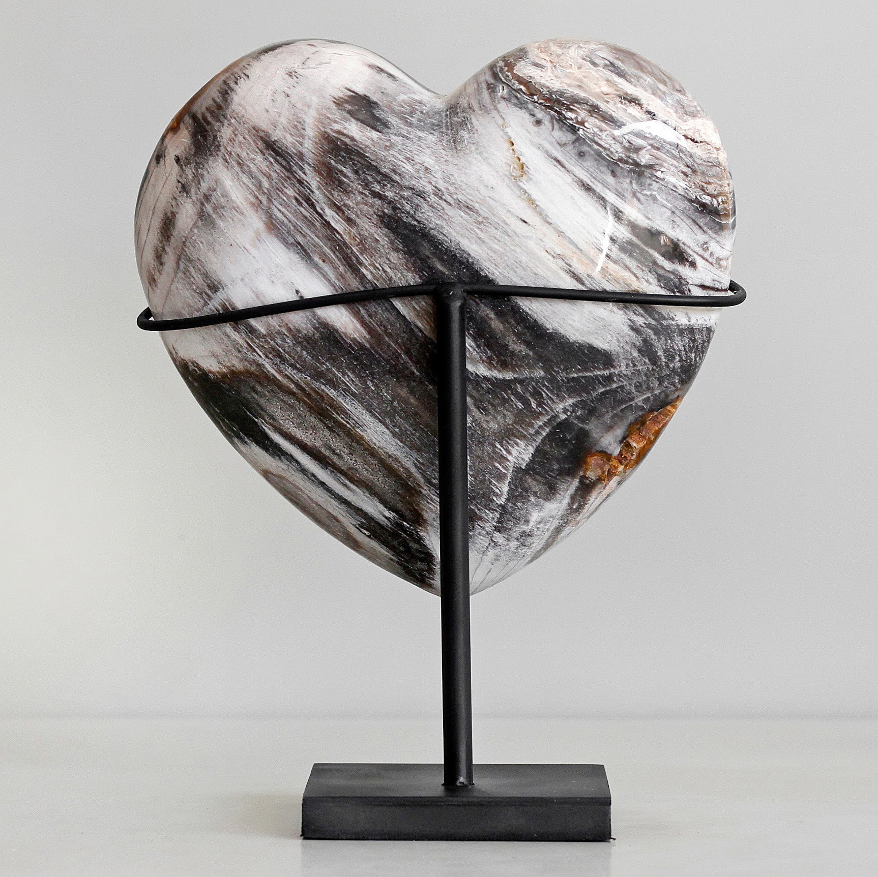 Wonderful Petrified Wood Heart-Shaped on a Custom Stand PWH/123