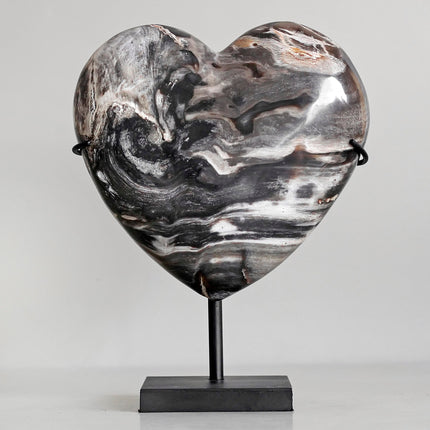 Wonderful Petrified Wood Heart-Shaped on a Custom Stand PWH/124