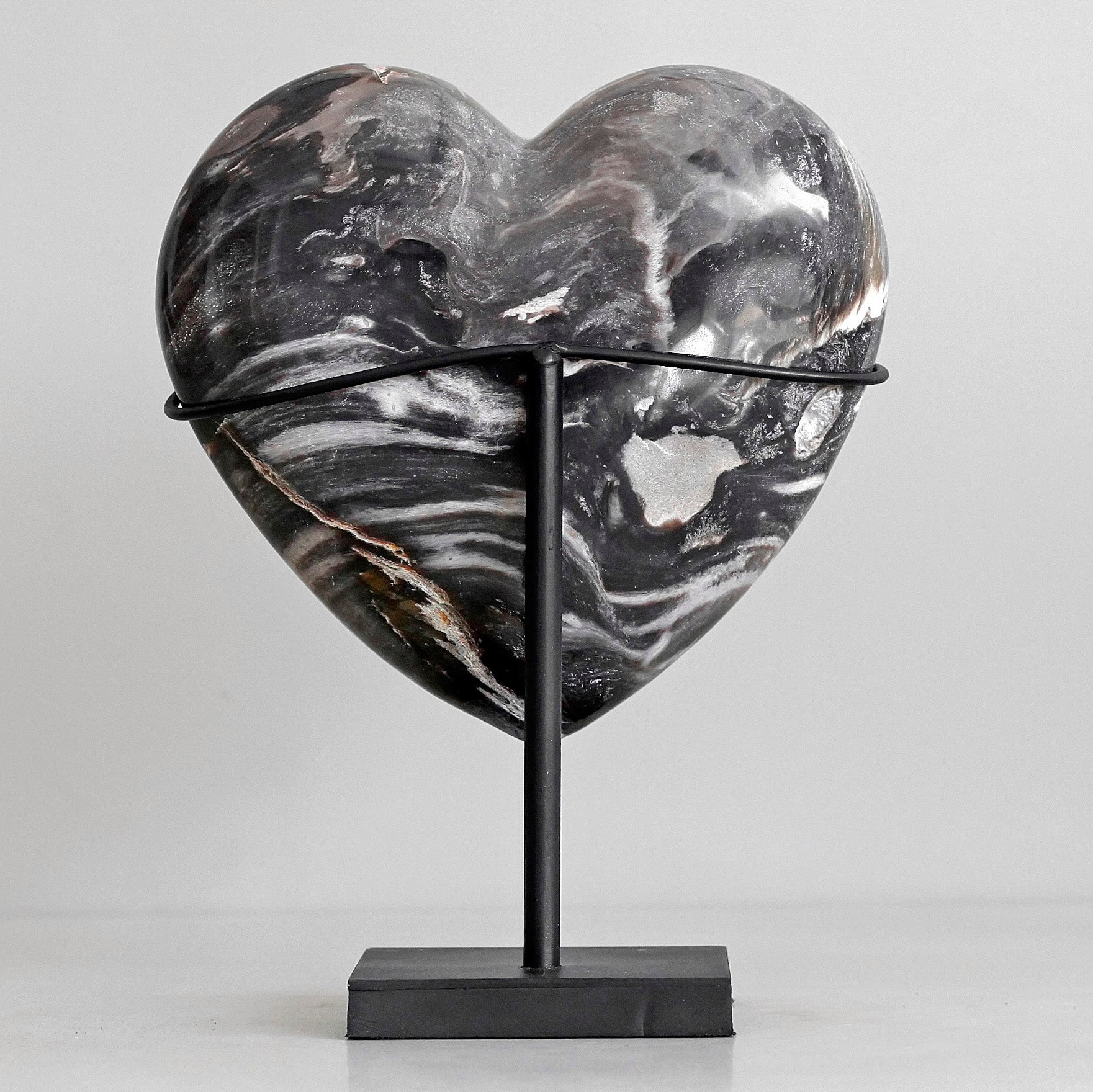 Wonderful Petrified Wood Heart-Shaped on a Custom Stand PWH/124