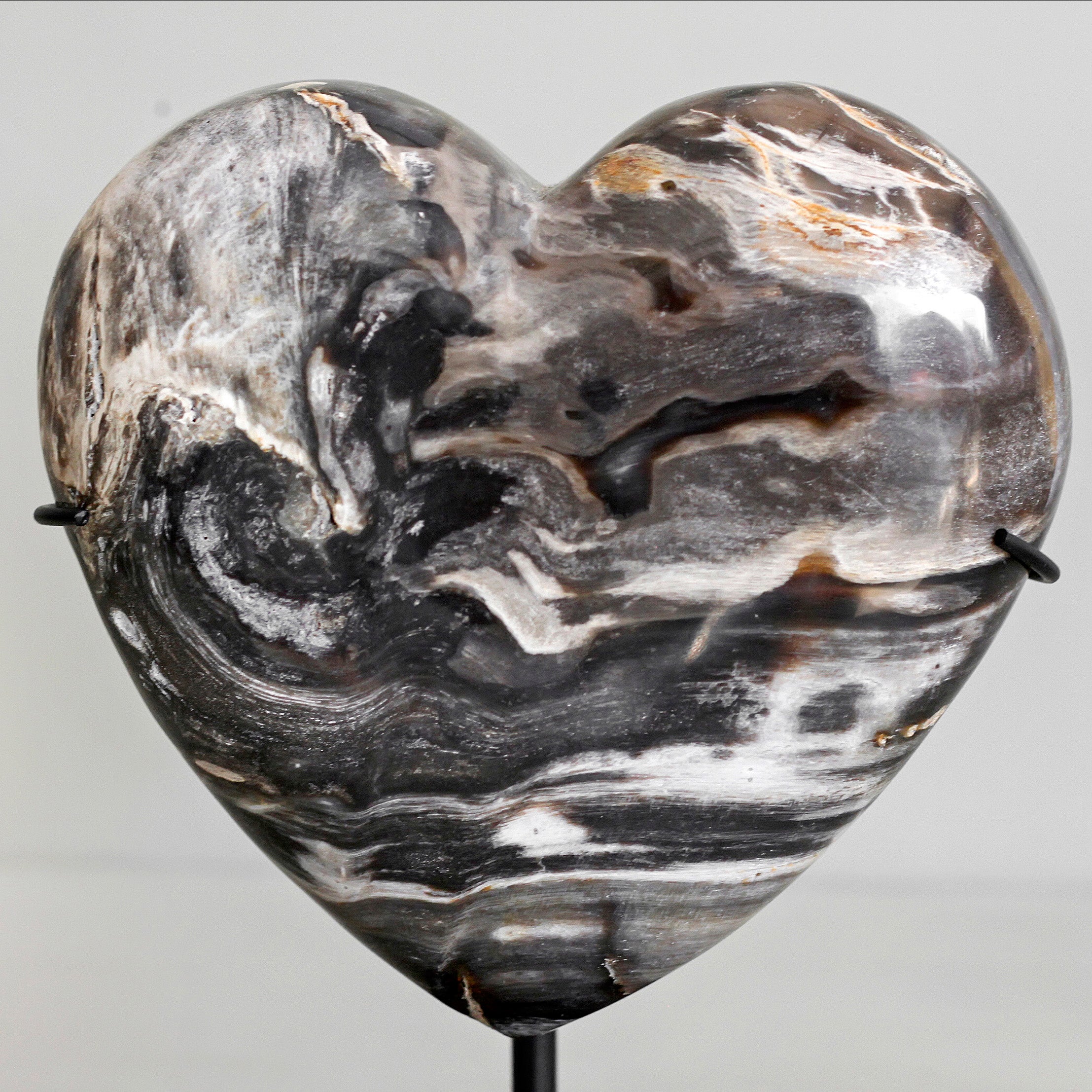 Wonderful Petrified Wood Heart-Shaped on a Custom Stand PWH/124