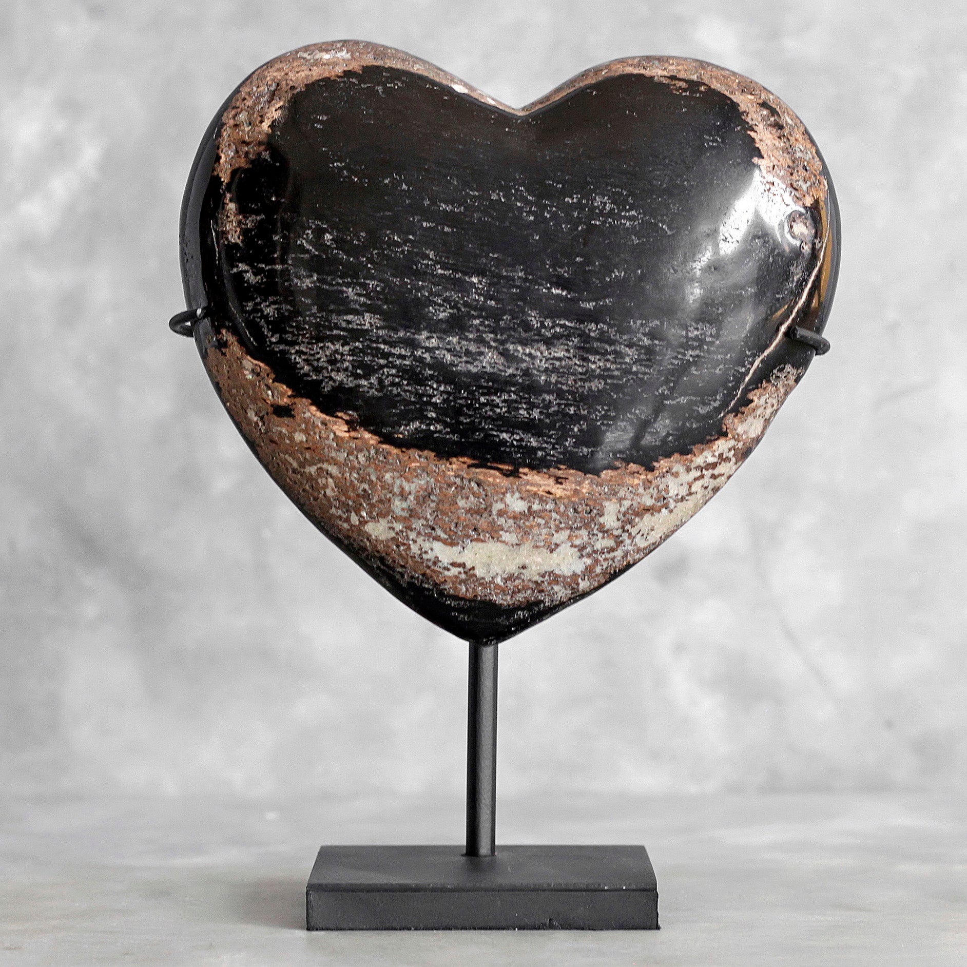 Wonderful Petrified Wood Heart-Shaped on a Custom Stand PWH/110