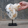 Stunning Heart Shape of Yellow Crystal Rock on a custom stand CH/010