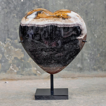 Wonderful Petrified Wood Heart-Shaped on a Custom Stand PWH/020