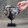 Wonderful Petrified Wood Heart-Shaped on a Custom Stand PWH/016